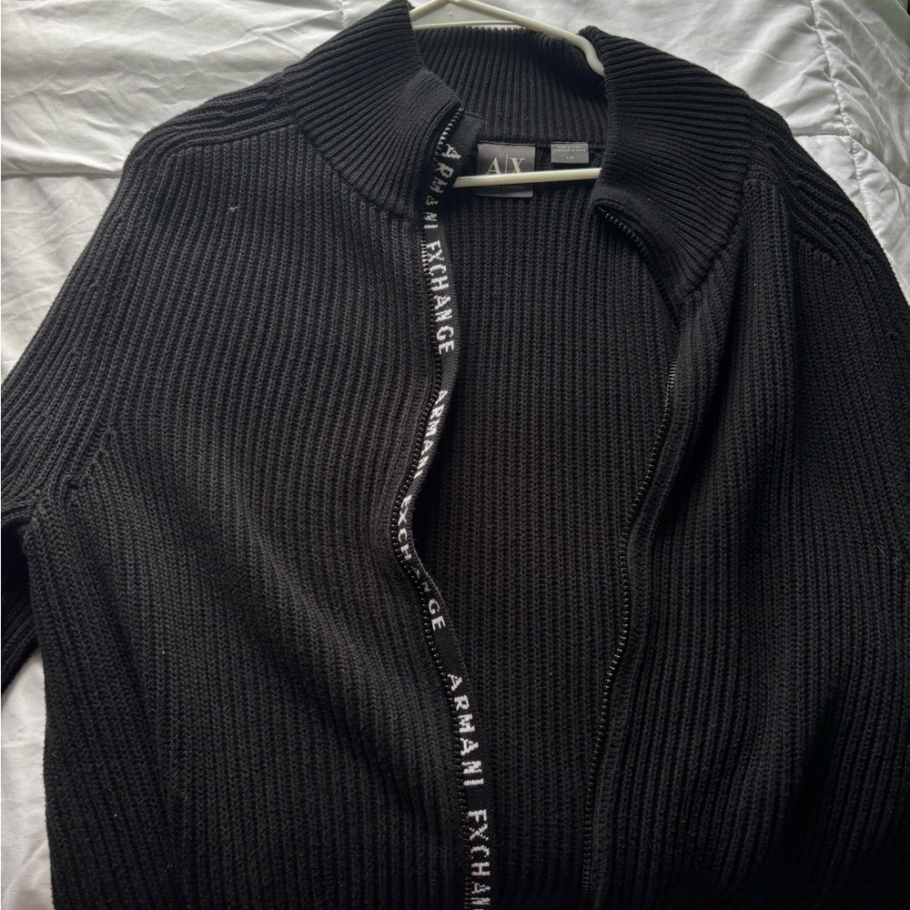 Armani Exchange Men's Black Zip-Up Sweater